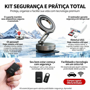 Kit Automotivo 3 em 1 – Segurança, Fixação e Conectividade