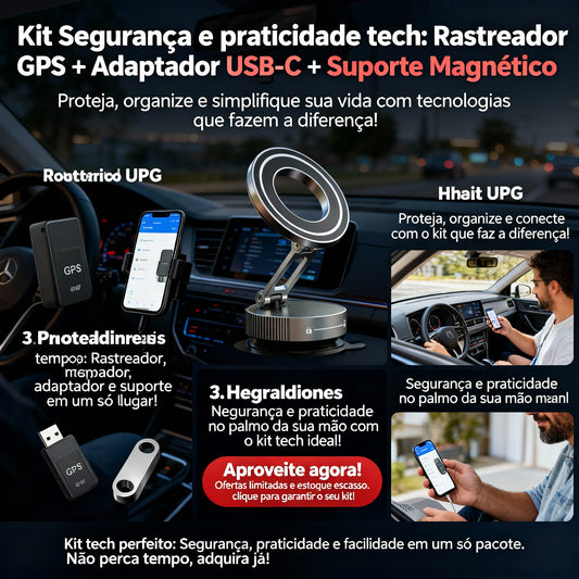 Kit Automotivo 3 em 1 – Segurança, Fixação e Conectividade